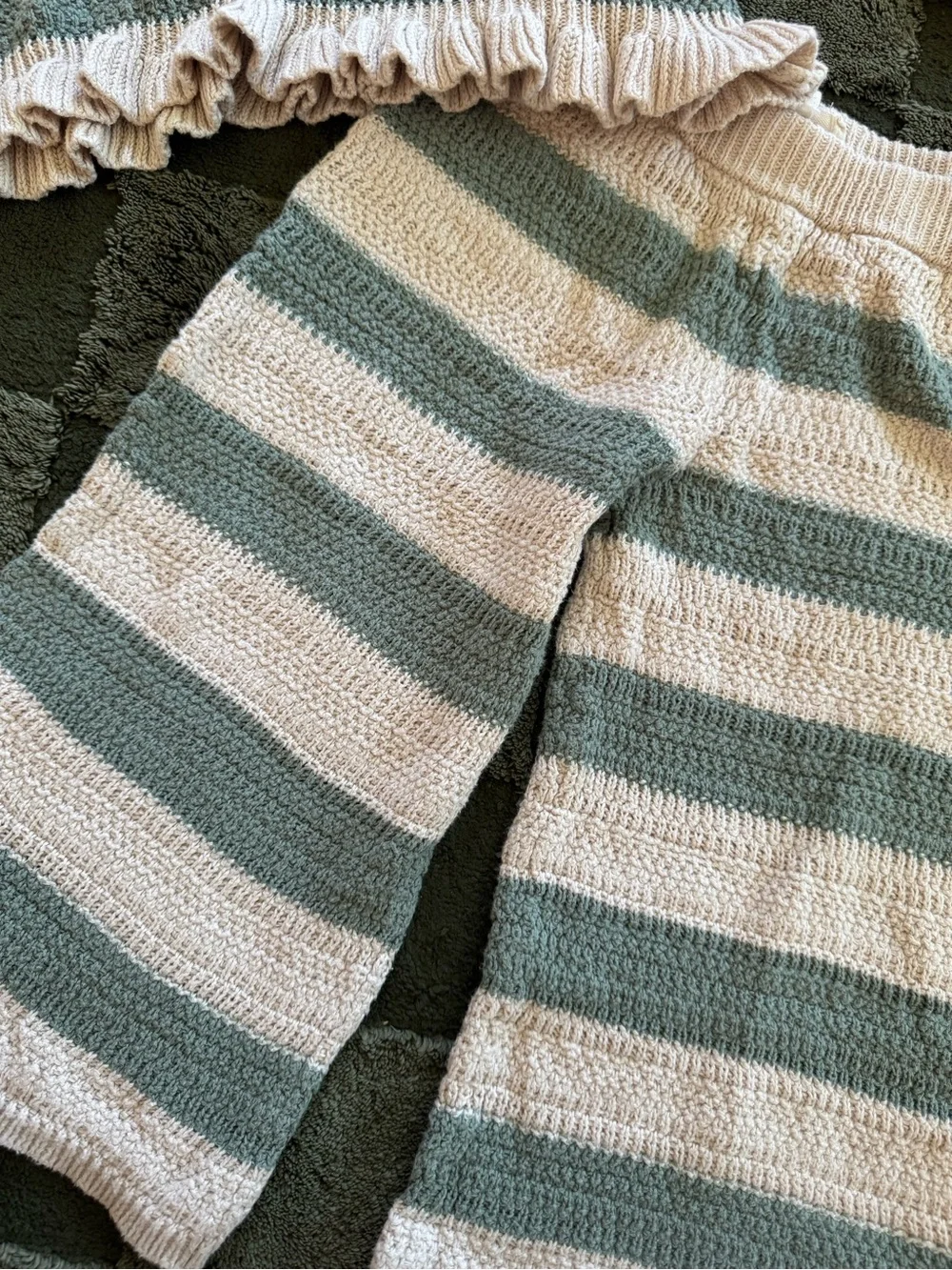 Jessica Simpson Striped Knit Pajama Set - Sage & Cream